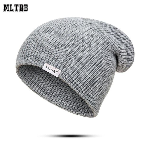 

beanie/skull caps winter knitted beanie hat for men fashion casual women's knit solid color letter hip-hop skullies beanies cap bonnet, Blue;gray