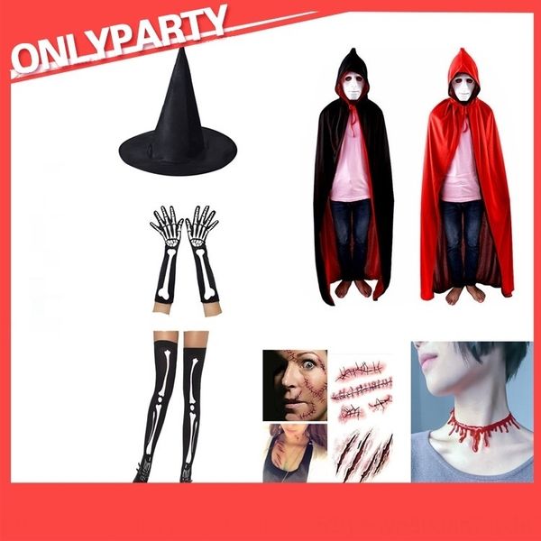 

dqqpj socks tattoo body gloves festival cloak witch hat scar wansheng bone tattoo 2l 6-piece set cos ghost festival witch hat gloves 2lob9 s