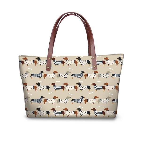 

noisydesigns handle bags women 2020 shoulder bag 3d printing dachshund dog female handbag large messenger bag women handbags