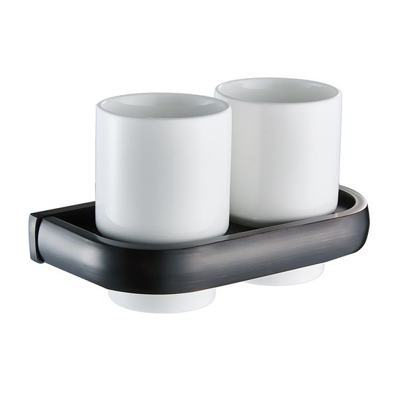 

wall mounted double tumbler holder with double ceramic brushtooth cup set