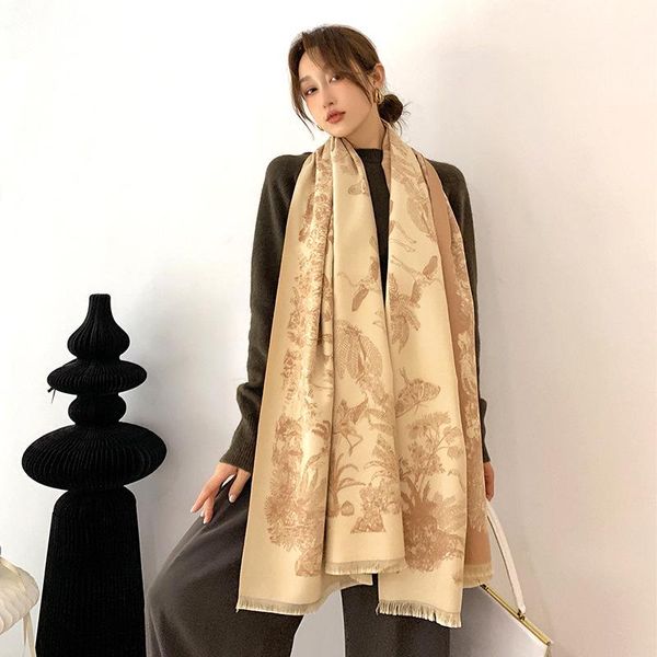 

2020 new winter warm scarf print women's dual-use cashmere blanket fashion lady shawl double-sided scarves bandana, Blue;gray