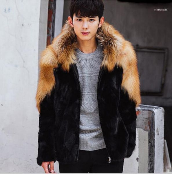 

autumn faux mink leather jacket mens winter thicken warm hooded fur leather coat men slim jackets jaqueta de couro black s - 5xl11