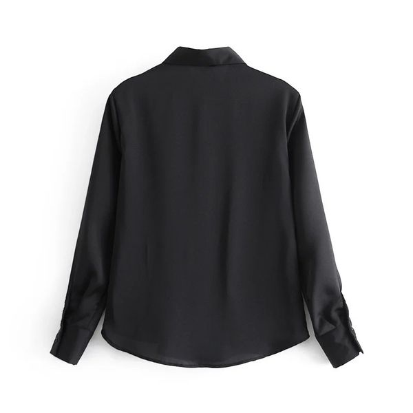 

2021 new shirts and blouses long sleeve spring ladies black simple for women kgll, Black;brown