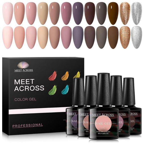 

nail gel meet across 12pcs polish set for extension kit art lacquer uv led lamp design acrylic manicure, Red;pink