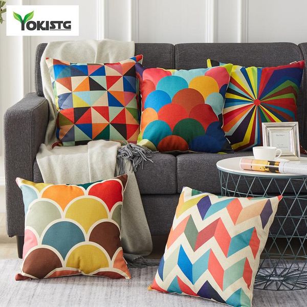 

yokistg cushion cover geometry decorative throw pillowcases linen cover home decoration for sofa c wmtlfx