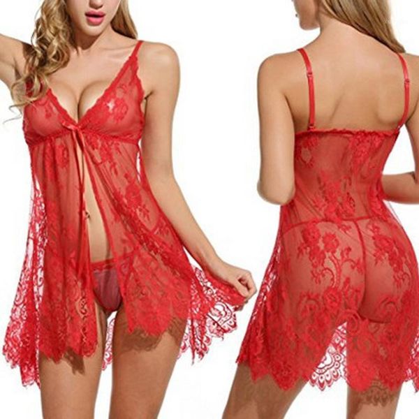

summer lace nightgown women sleepwear pyjamas negligee babydoll bathrobe female home clothes red s-xxl1, Black;red