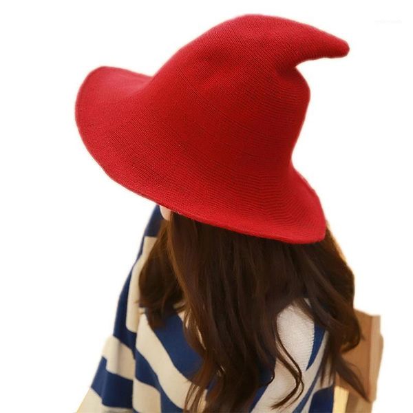

female fashioncap knitting hat pointed spire knit hat fisherman cap witch pointed women u along the sheep wool1, Blue;gray