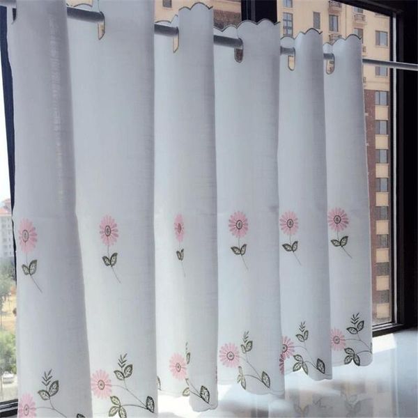 

pastoral pink voile curtain coffee half curtain kitchen door short small for window shading