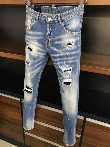 

wb91012 fashion men's jeans 2020 runway luxury european design party style men's clothing, Blue