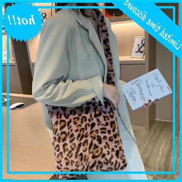 

women cartoon pluche luipaard shoulder crossbody tas tote satchel purse a69c