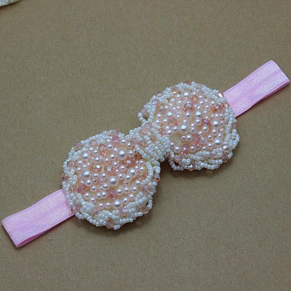 

hair accessories girls bling bows headband pearl rhinestone bow hairband for princess, Slivery;white