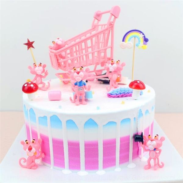 

0xvgm accessories mini trolley shopping cart pink panther scene decoration mini accessoriestoy accessories ornaments cake trolley shopping c