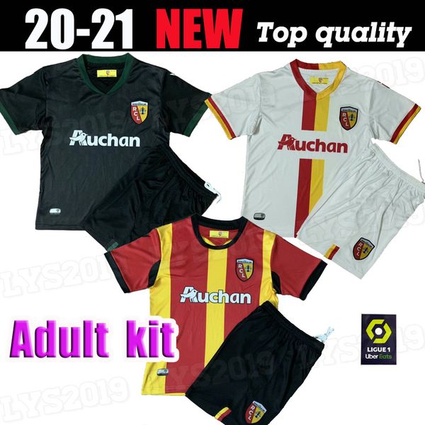 

men set 20/21 rc lens soccer jerseys gradit fortes cahuzac perez 2020 2021 maillot de foot camisa de futebol men's football shirt, Black