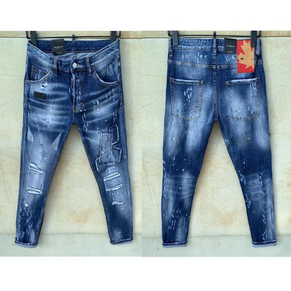 

dsenqi new men jeans ripped for jeans pants biker outwear man pants 9126, Blue