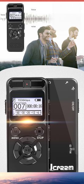 Freeshipping digital gravador de voz de áudio 8GB 16GB Gravador portátil profissional MP3 para suporte de negócios até 64G TF cartão