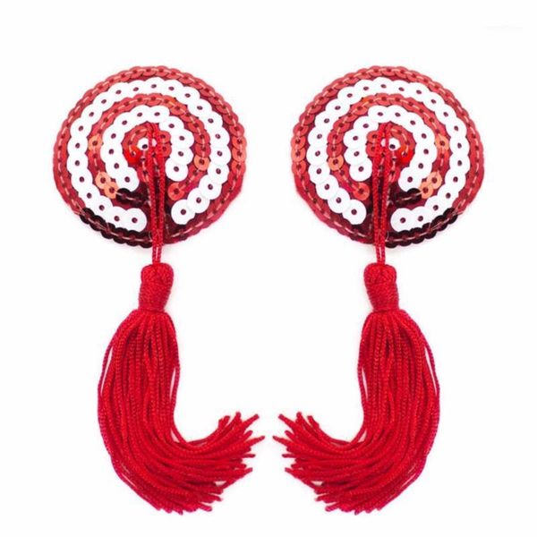 

women reusable nipple cover self adhesive breast petals sequin pasties tassel stickers round shape tepel cover1, Black;white