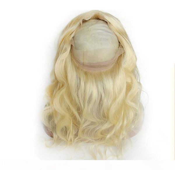 

new arrive #613 blonde 360 lace frontal pre plucked body wave silk base 360 fulll lace frontal with baby hair 4*4 silk top, Black;brown