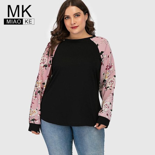 

2020 autumn womens plus size long sleeve fashion ladies printed t-shirt, White
