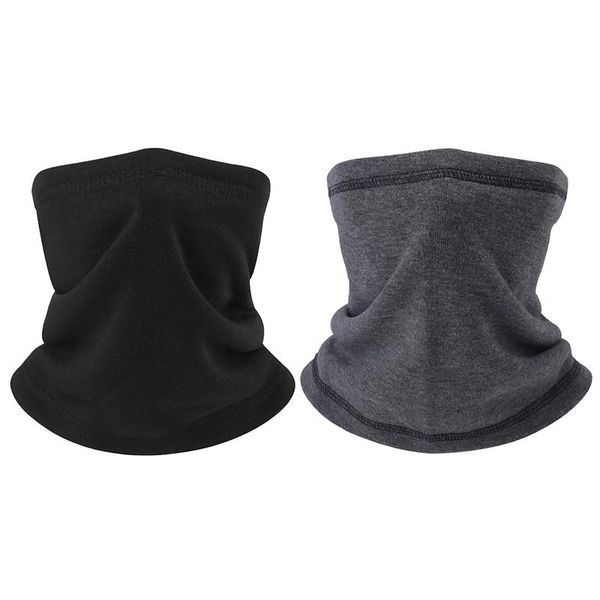 

2pcs winter neck warmer gaiter polar fleece ski face mask cover for cold weather, Black