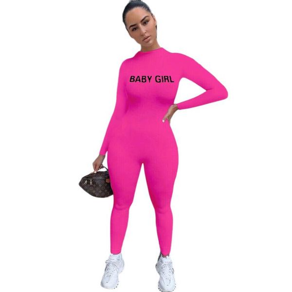 

autumn letter print sports tracksuit long sleeve pencil pants jumpsuit fashion fitness gym romper casual new one piece, White;black