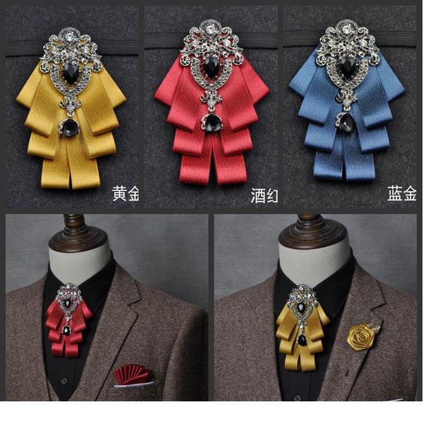 

luxury black rhinestone handmade bow tie men's wedding groomsman high-end british boy business suit shirt bo qyltoe, Black;gray