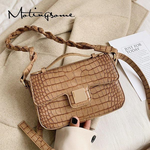 

alligator print shoulder bag women luxury small square handbag female fashion original design messenger bags 2021 winter new