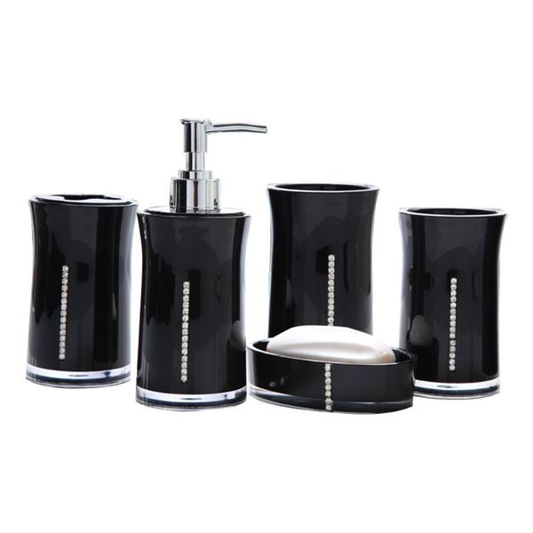 

bath accessory set 5pcs el odorless soap box lotion bottle toothbrush holder household toilet acrylic mouthwash cup gift bathroom