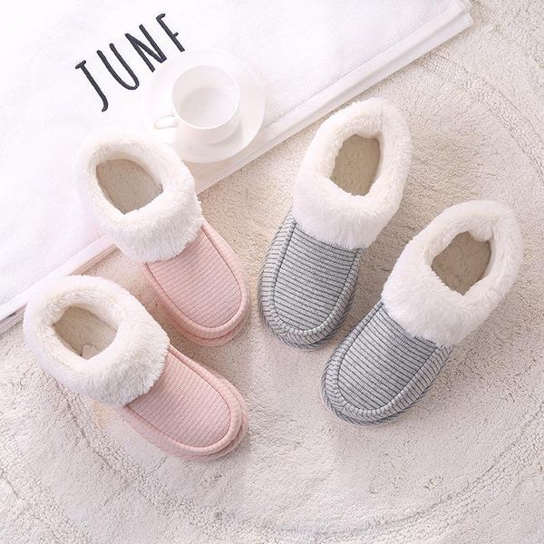 

slippers winter pea shoes lovers cotton antiskid warm moon women home autumn, Black