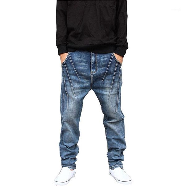 

new men's stretch jeans men's loose summer hip hop pants non-mainstream feet large size trousers harem pants size l-6xl1, Blue
