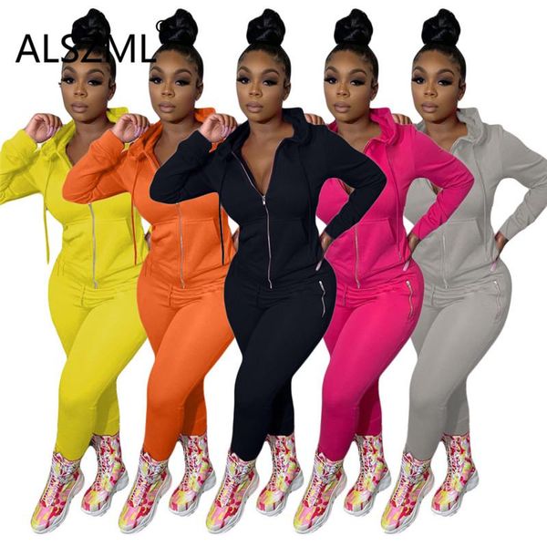 

women's tracksuits simple pure color zipper long sleeve crop and leggings 2 piece set casual lady fashion, Gray