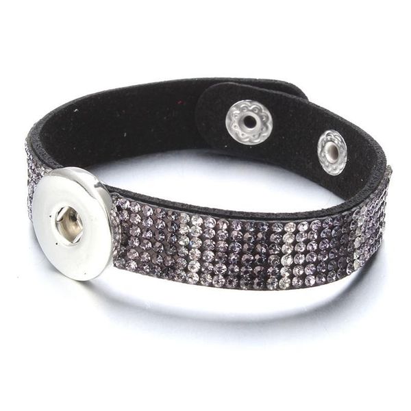 

2019 new snap jewelry 18mm leather snap button bracelet bangles crystal rhinestone leather snap bracelets for w bbyuml, Golden;silver