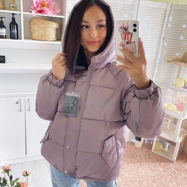 

winter women parkas coat 2020 casual thicken warm hooded padded jackets female solid colorful styled outwear jacket, Black