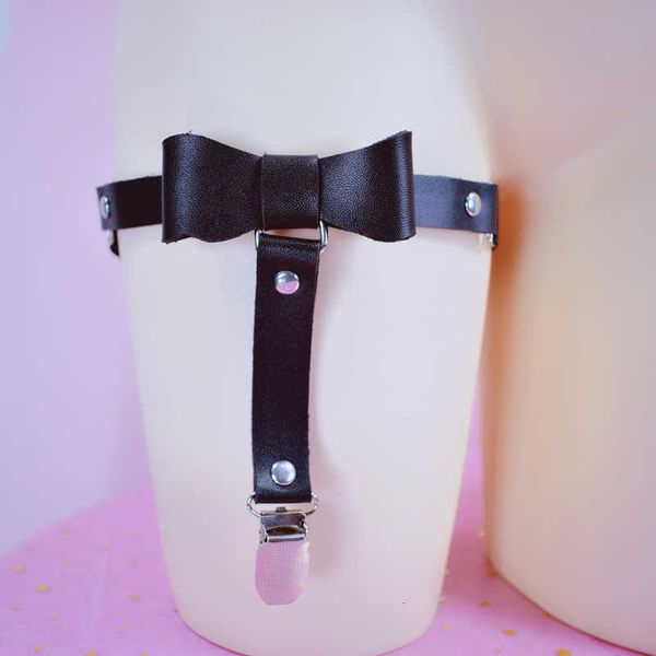 

women elasticity harness heart leg chain belts cosplay spike elastic thigh ring garter, Black;white
