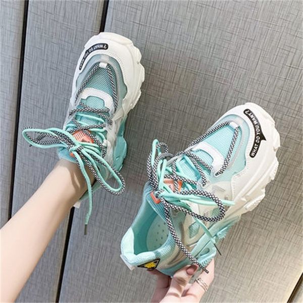 

new ulzzang 2021 fashion chunky yellow woman female mesh designers trainer vulcanized shoes y22z, Black
