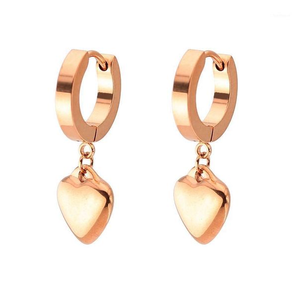 

cute peach heart pendant stainless steel stud earrings for women girls simplicity gold color ear jewelry party gifts1, Golden;silver