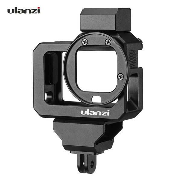 

ulanzi g8-5 action camera video cage compatible with hero 8 case aluminum alloy dual cold shoe mount 52mm filter adapter