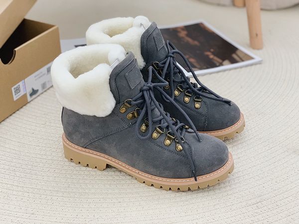 

selling classic luxury snow boot for women with fur lining leather winter velvet warm waterproof outdoor wedge work casual ankle shoe, Black