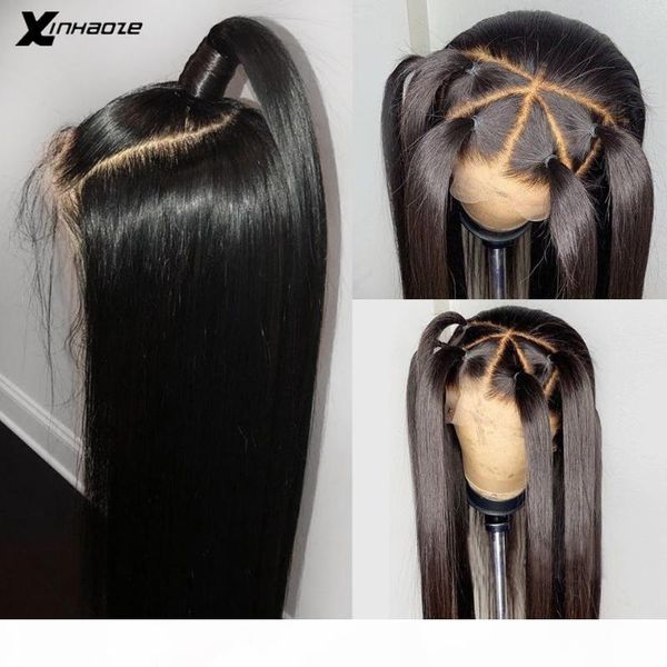 

360 lace frontal wig straight remy brazilian lace front human hair wigs with adjustable elastic band preplucked 13x6 wig, Black;brown