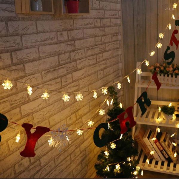 

80 led snowflake light string twinkle garlands battery powered christmas lamp holiday party wedding decorative fairy light #t1