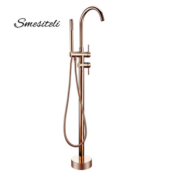 

smesiteli bathroom taps brass shower diverter floor standing bathtub spout mixer tap faucet rose gold for bath 10 year warranty 1011