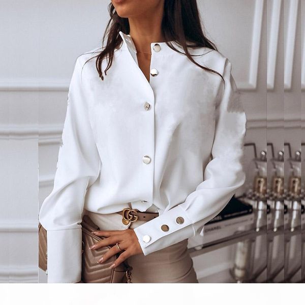 

elegant white blouse shirt women's long sleeve buttton fashion woman blouses 2020 womens and blouses solid spring