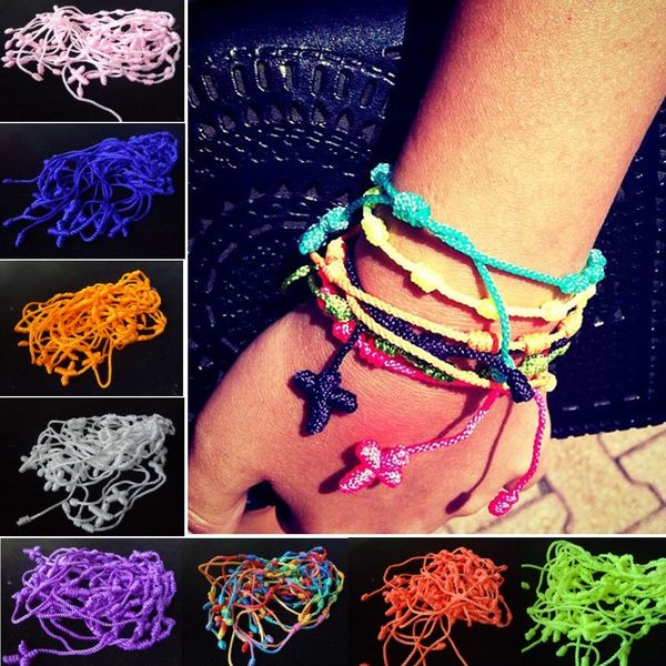 

xds92 religious catholic jewelry ropebracelet supplies maria beads nylon christian nylon rope rope woven cross bracelet qxjkk, Golden;silver
