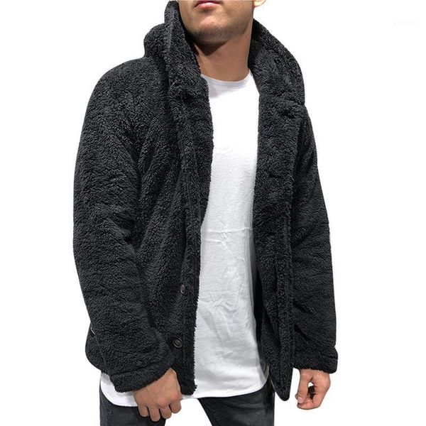 

plus size 3xl winter men jackets cardigans fashion hooded button long sleeves overcoat plush pockets solid male outwear1, Black;brown