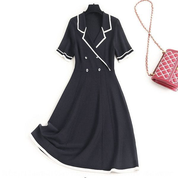 

weiou 2020 в начале осени новой моды трикотажного платья кнопка нагрудной украшенная окрашенной пряже-линия платье dressaline dressskirt 151, Black;gray