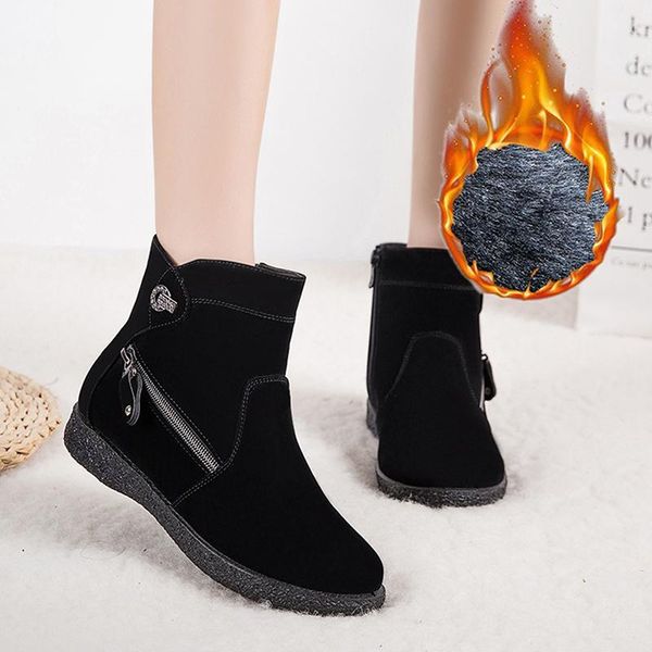 

women boots winter shoes plus size female warm botas mujer 2020 booties ankle for women snow boots black