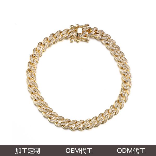 

european hip hop cuban chain copper plated gold bracelet inlaid zircon fashion fashionmonger hiphop miami chain wholesale, Golden;silver