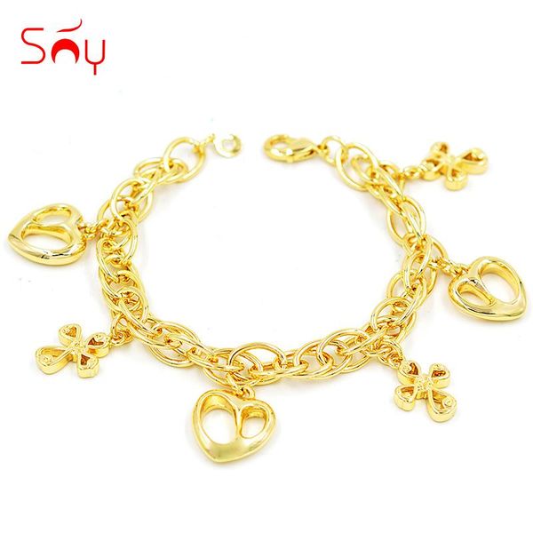 

charm bracelets sunny jewelry romantic for women link chains fairy flower heart party wedding gifts, Golden;silver