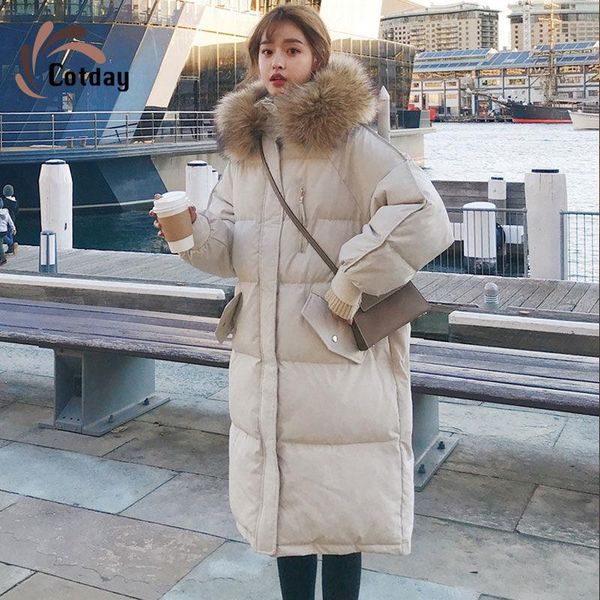 

cotday cotton thick long x long white vintage 2021 winter warm korea style jacket female women's oversized parkas coat, Black