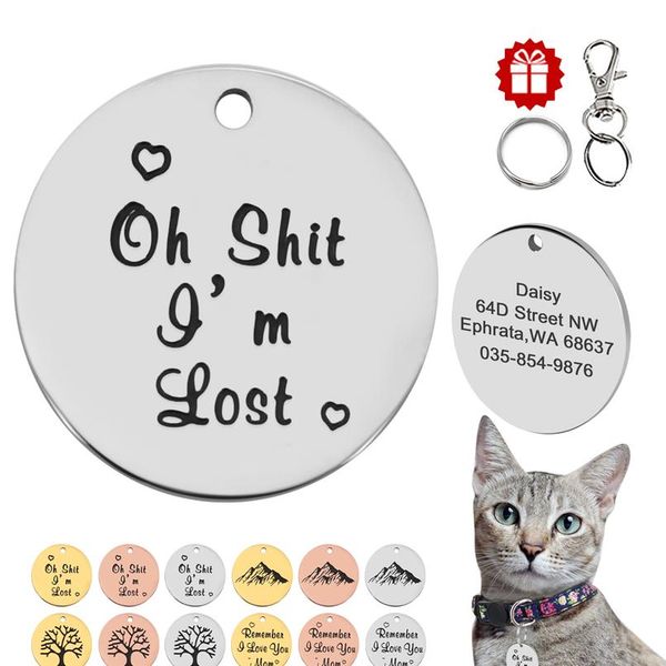 

customized dog cat id tag engraved round tags for cats kitten puppy pet collar accessories personalized dogs nameplate a wmttth