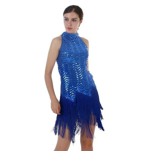 

stage wear europe and the united states sequins tassels latin dance samba women's stretch performance clothing gatsby, Black;red